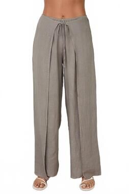 NEW MILIO MILANO linen pants with side panel in mocha